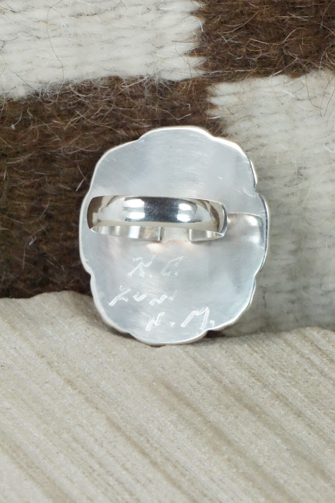 Turquoise & Sterling Silver Ring - Kenny Calavaza - Size 7
