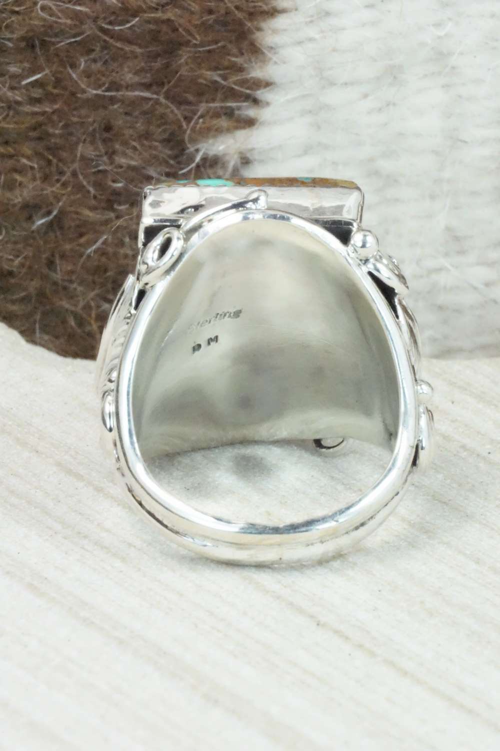 Turquoise & Sterling Silver Ring - Darrell Morgan - Size 12.5