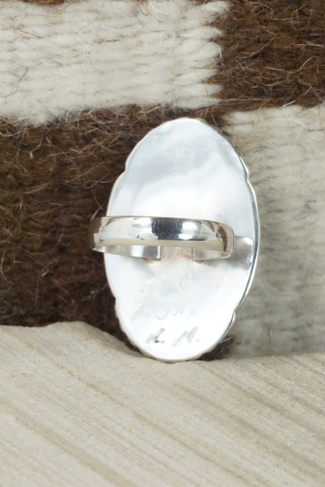 Turquoise & Sterling Silver Ring - Kenny Calavaza - Size 8.75