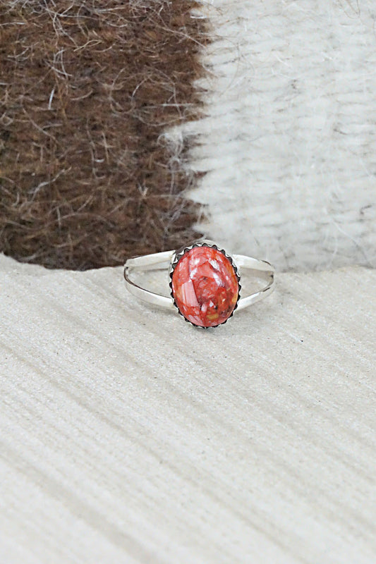 Spiny Oyster & Sterling Silver Ring - Robert Martinez - Size 7.25