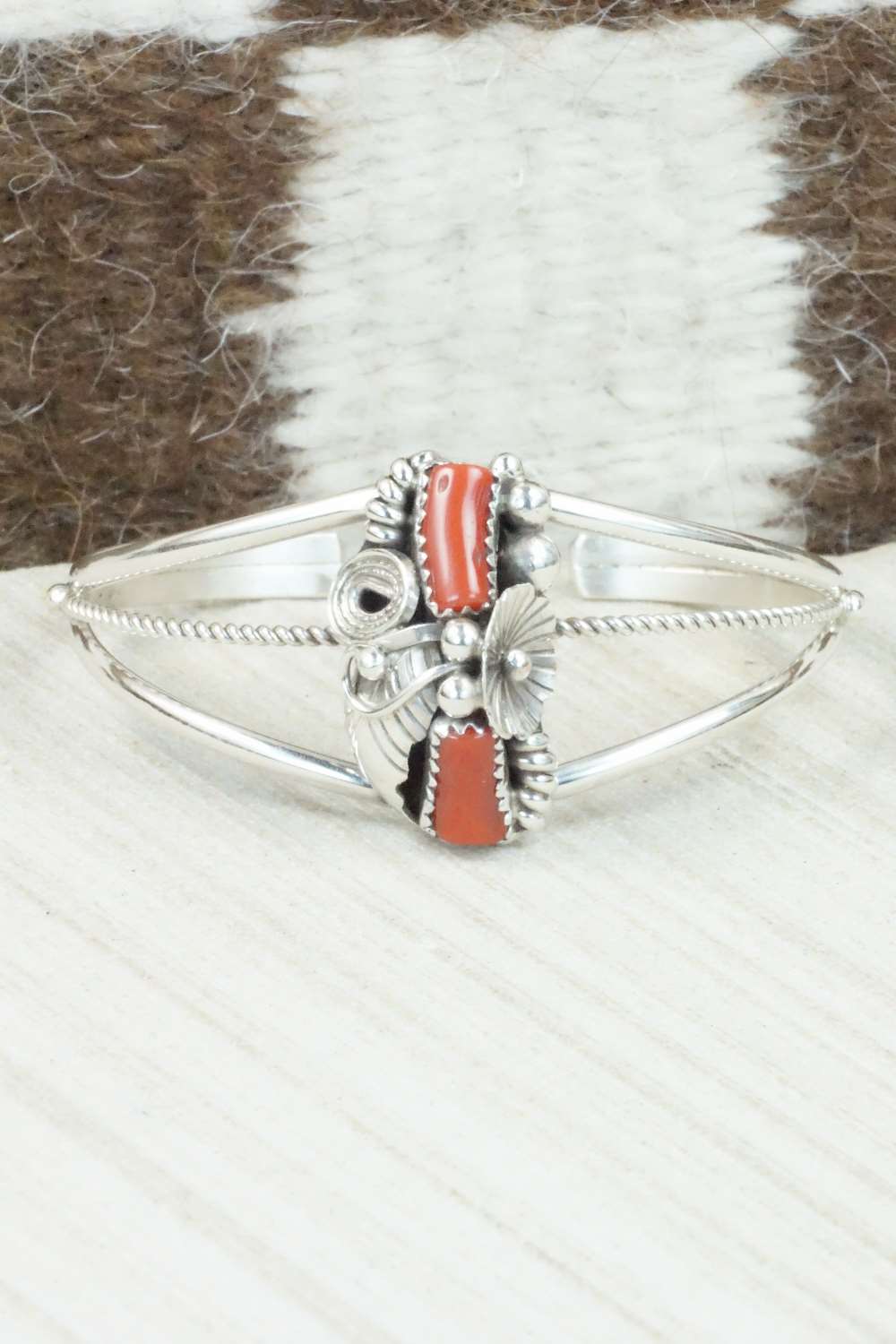Coral & Sterling Silver Bracelet - Michael Calladitto
