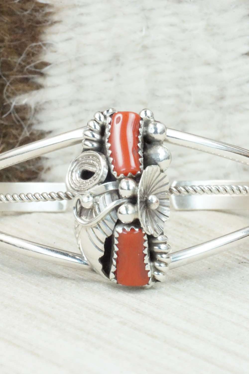 Coral & Sterling Silver Bracelet - Michael Calladitto