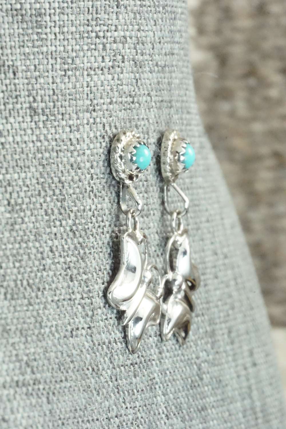 Turquoise & Sterling Silver Earrings - Zuni