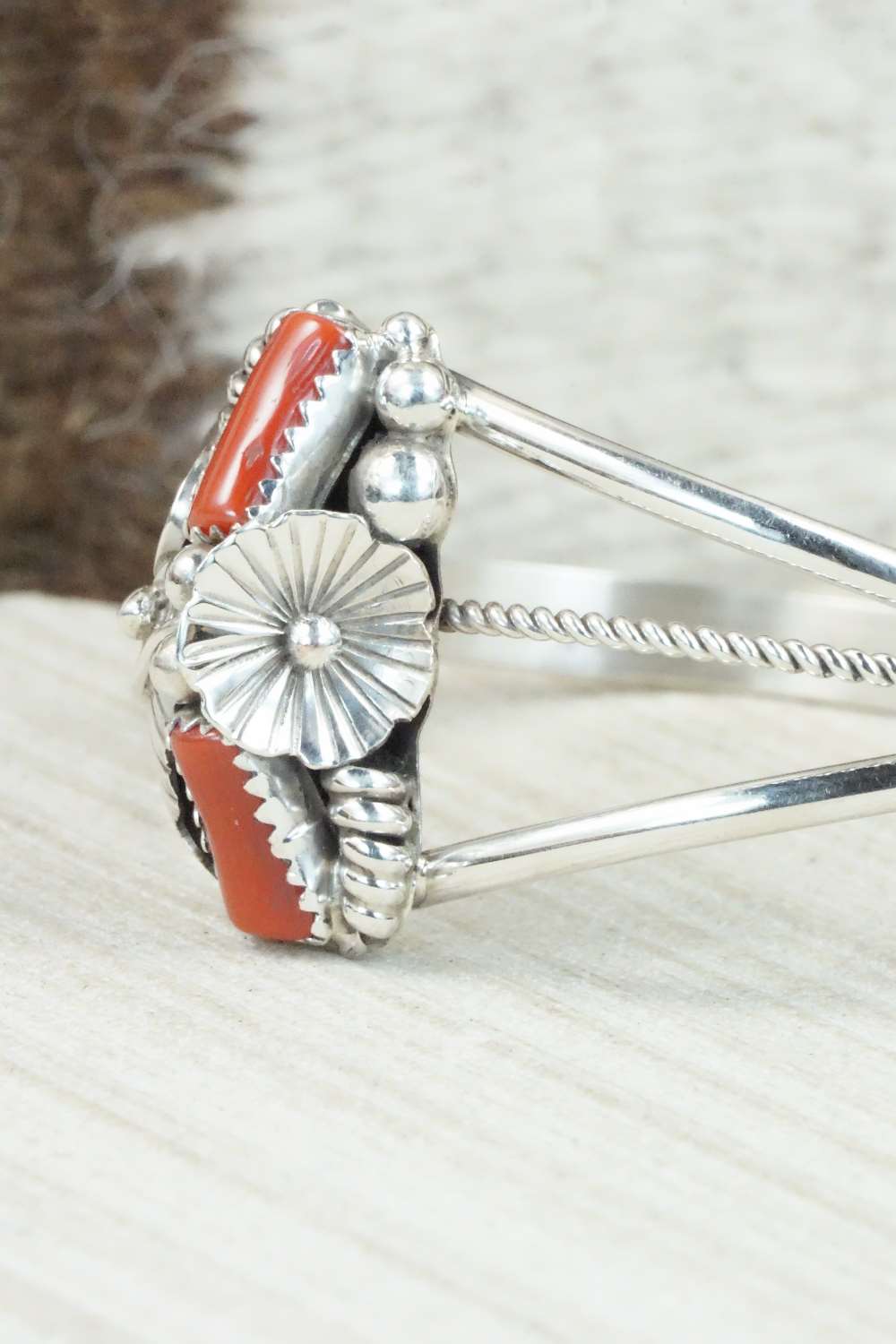Coral & Sterling Silver Bracelet - Michael Calladitto