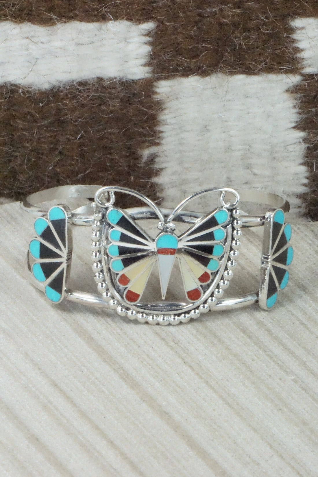Multi Stone & Sterling Silver Inlay Bracelet - Adrian Wallace