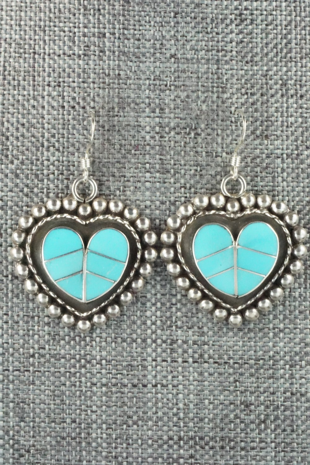 Turquoise & Sterling Silver Inlay Earrings - Faye Lowsayatee