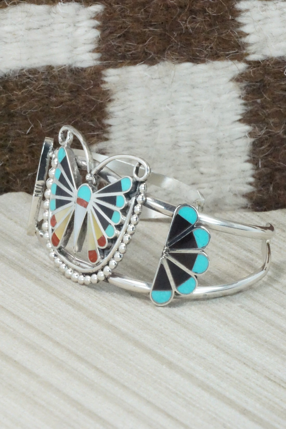 Multi Stone & Sterling Silver Inlay Bracelet - Adrian Wallace