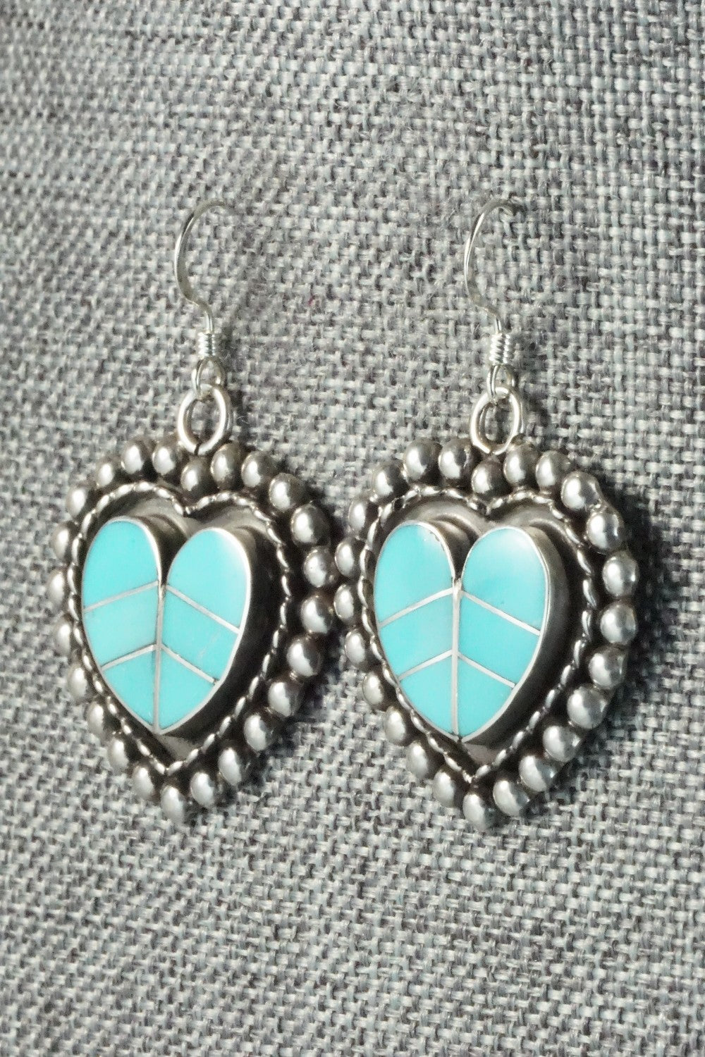 Turquoise & Sterling Silver Inlay Earrings - Faye Lowsayatee