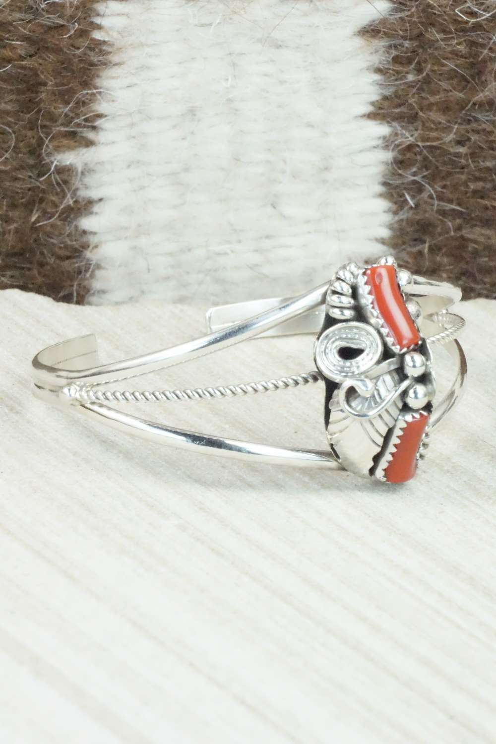 Coral & Sterling Silver Bracelet - Michael Calladitto