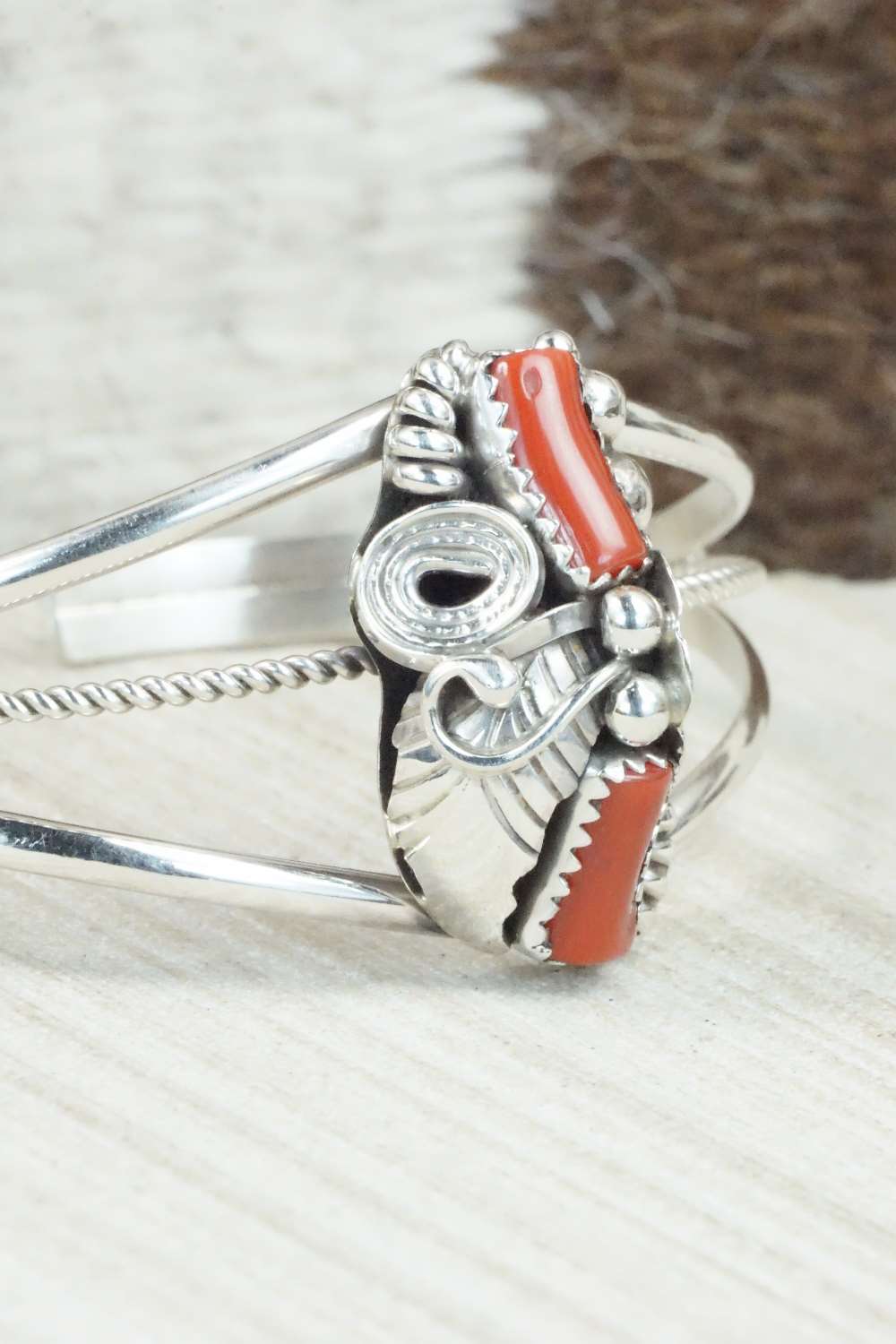 Coral & Sterling Silver Bracelet - Michael Calladitto