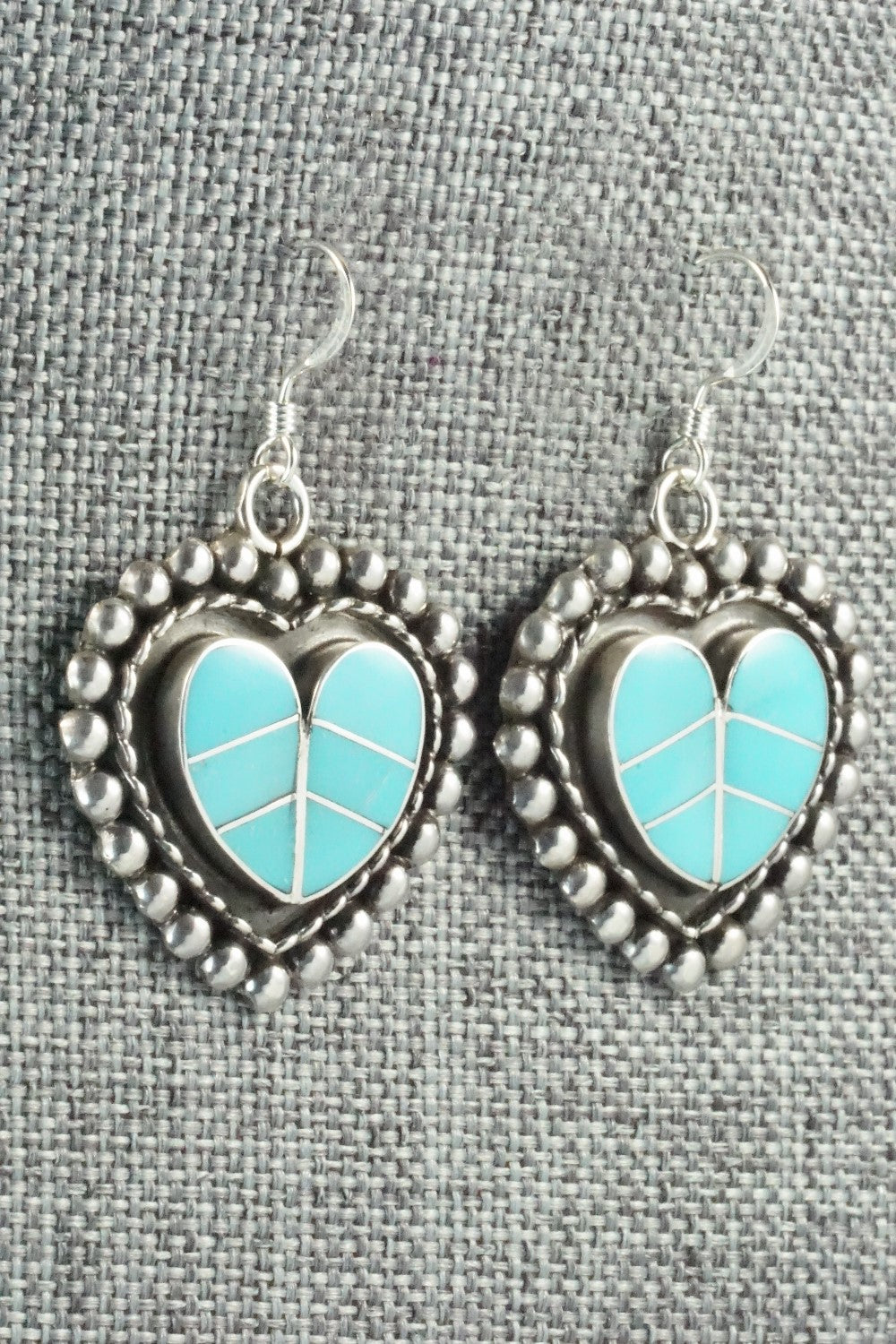 Turquoise & Sterling Silver Inlay Earrings - Faye Lowsayatee