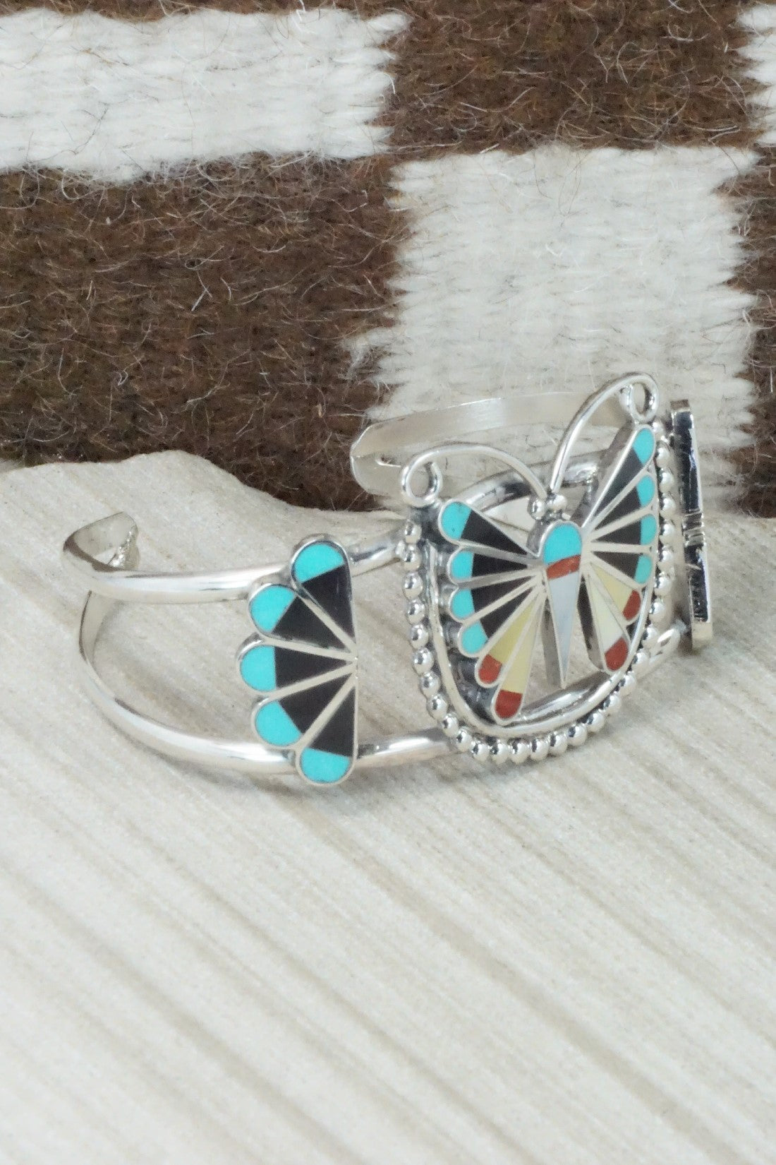 Multi Stone & Sterling Silver Inlay Bracelet - Adrian Wallace