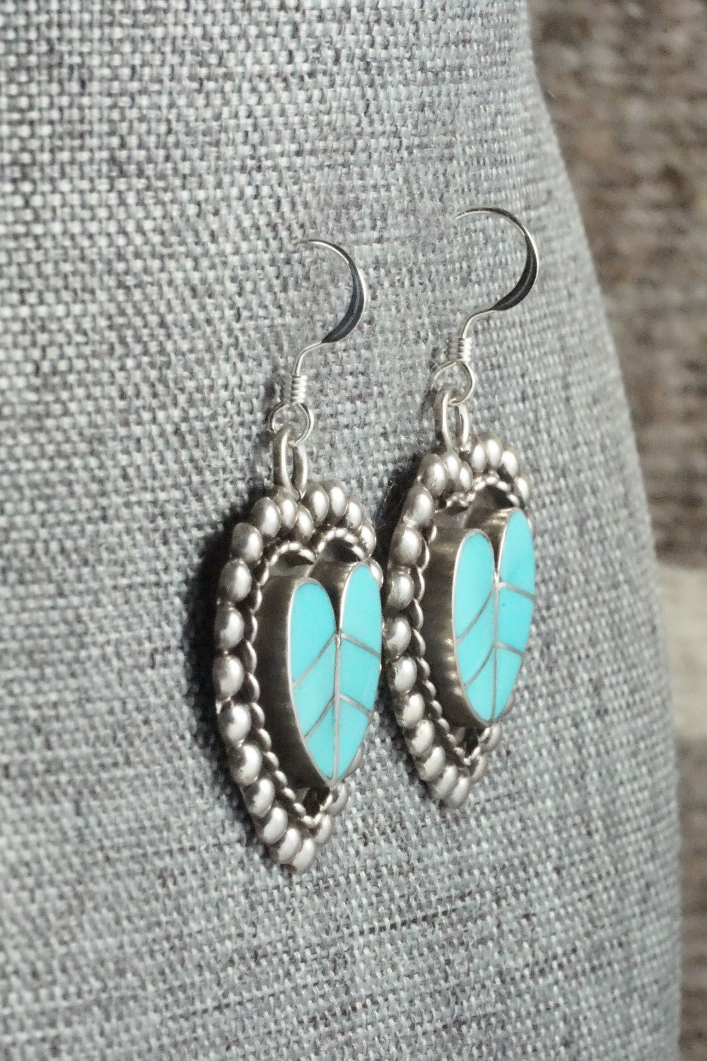 Turquoise & Sterling Silver Inlay Earrings - Faye Lowsayatee