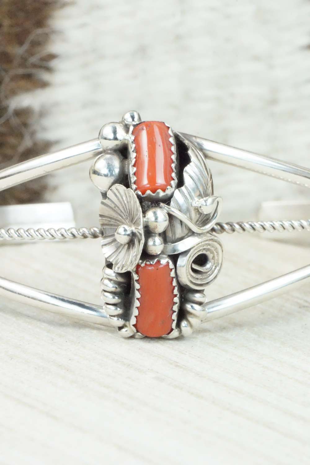 Coral & Sterling Silver Bracelet - Michael Calladitto