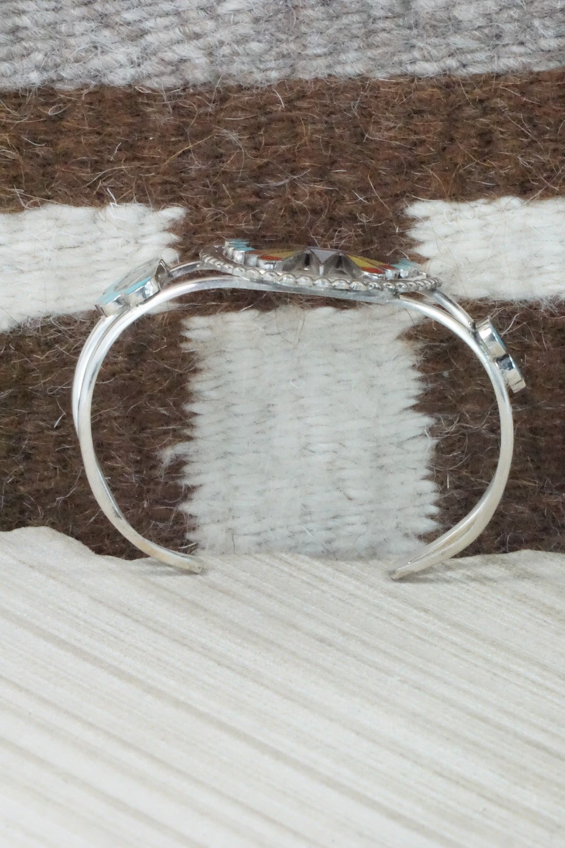 Multi Stone & Sterling Silver Inlay Bracelet - Adrian Wallace