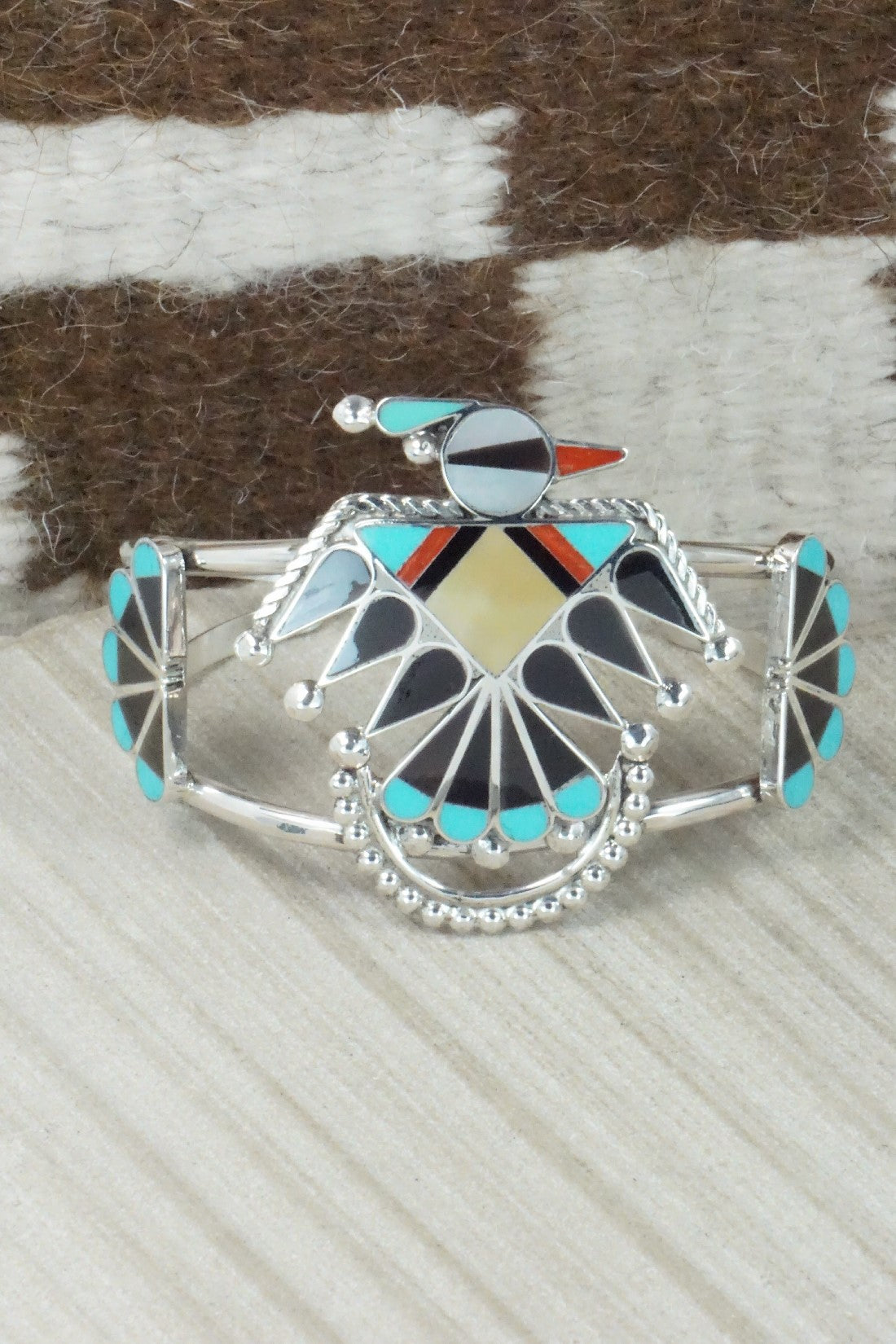 Multi Stone & Sterling Silver Inlay Bracelet - Adrian Wallace