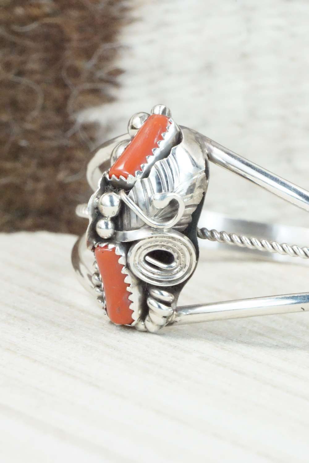Coral & Sterling Silver Bracelet - Michael Calladitto