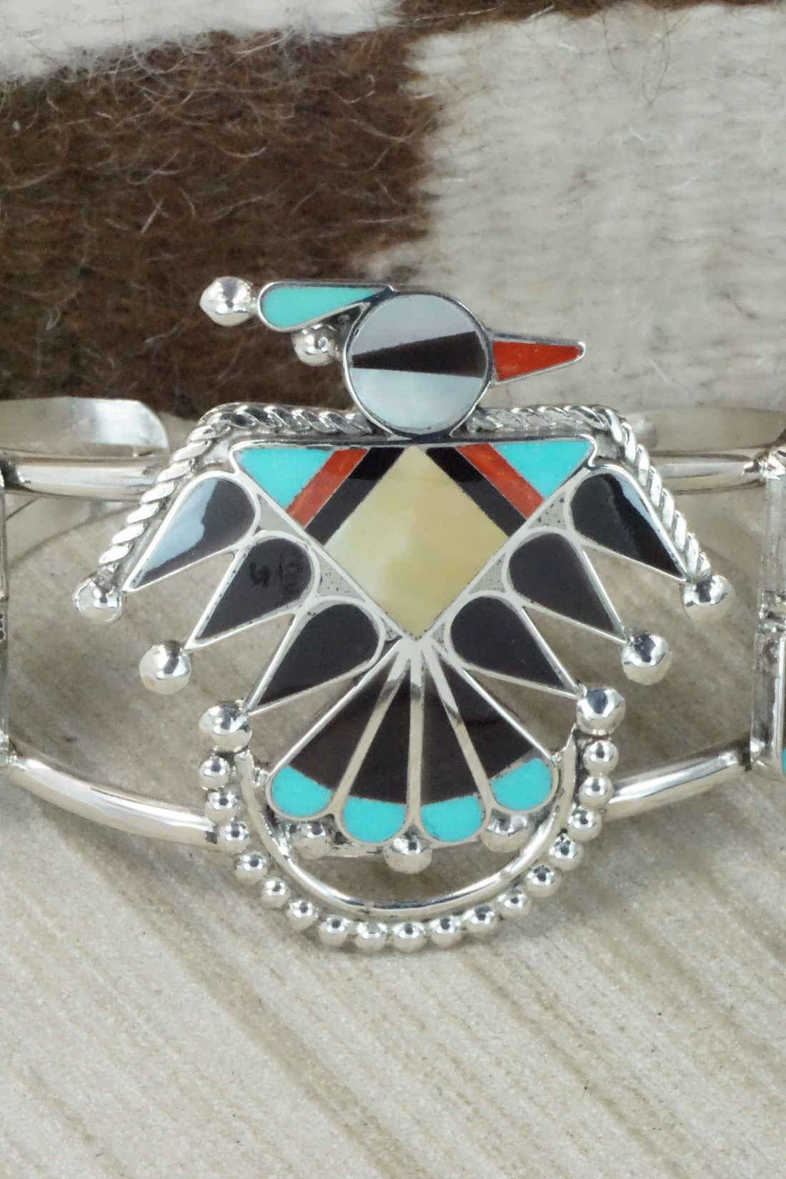 Multi Stone & Sterling Silver Inlay Bracelet - Adrian Wallace