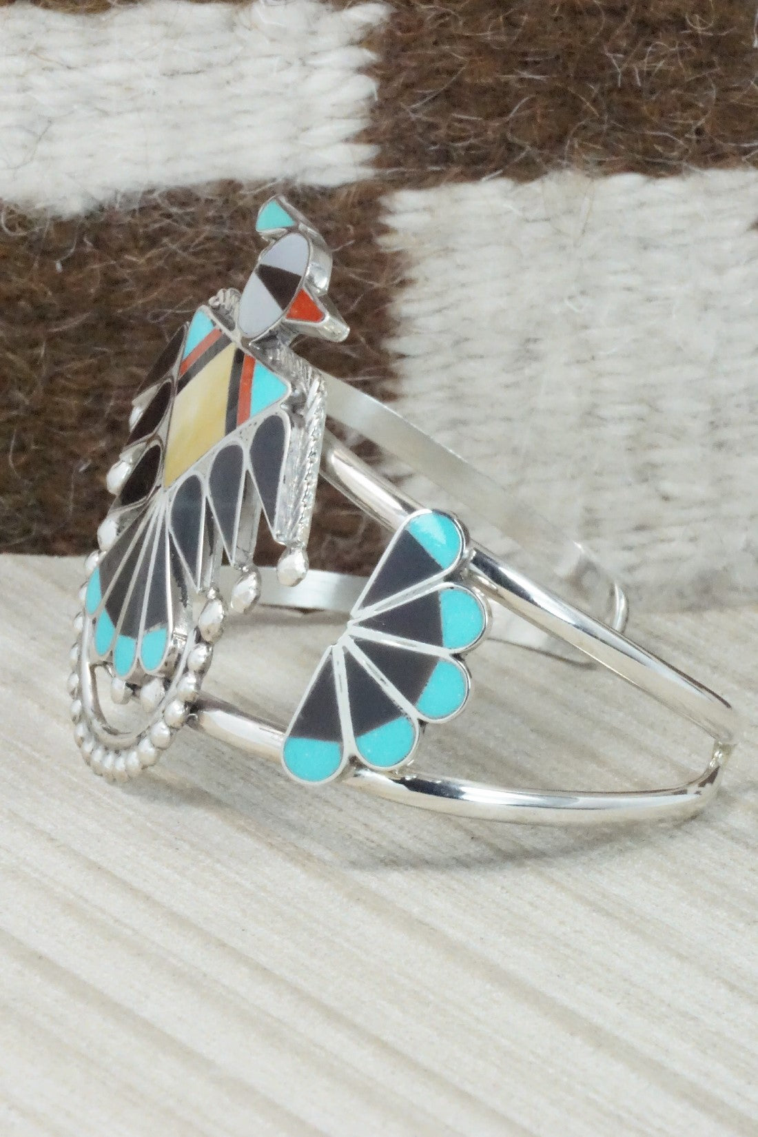 Multi Stone & Sterling Silver Inlay Bracelet - Adrian Wallace