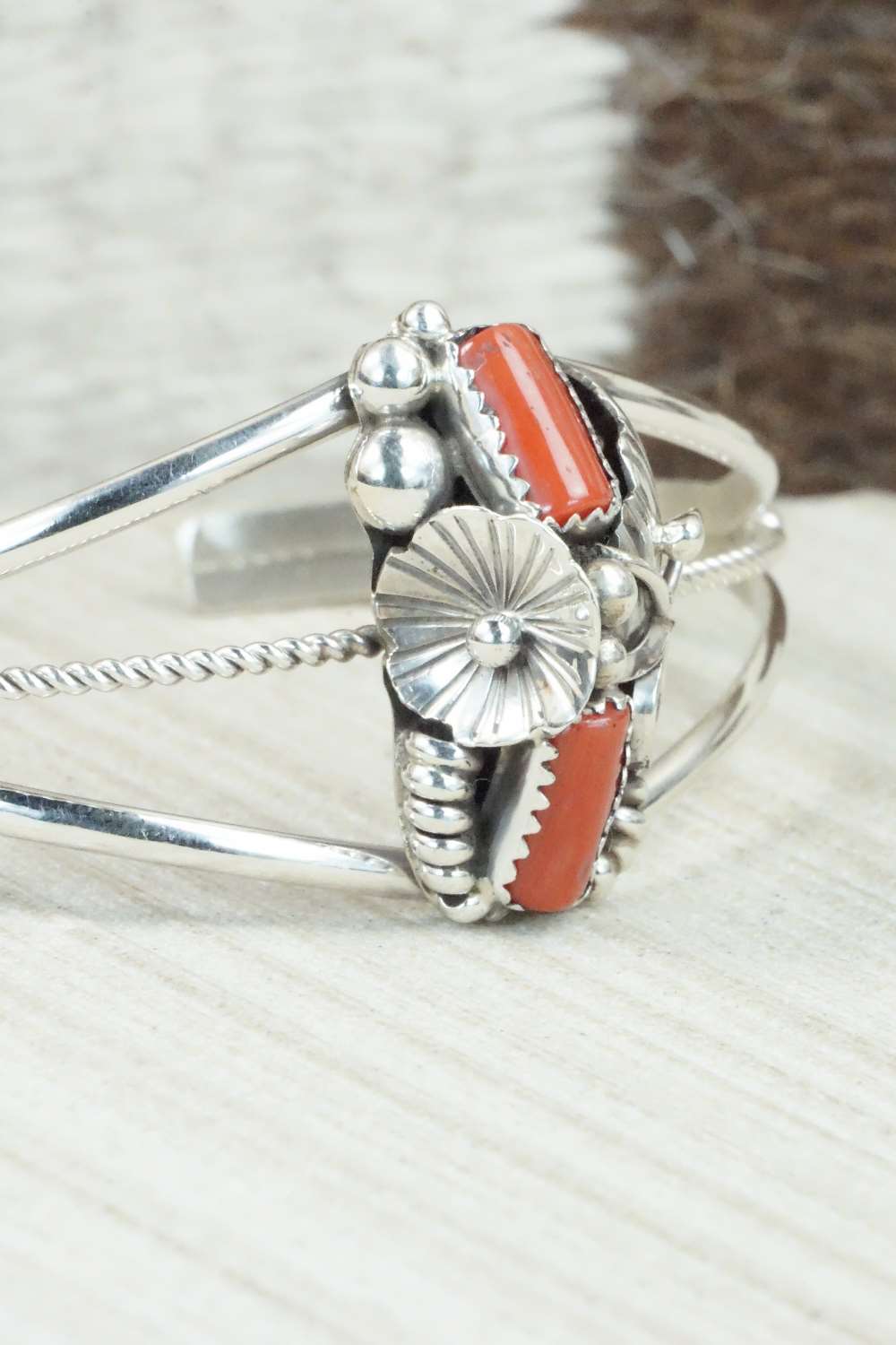Coral & Sterling Silver Bracelet - Michael Calladitto