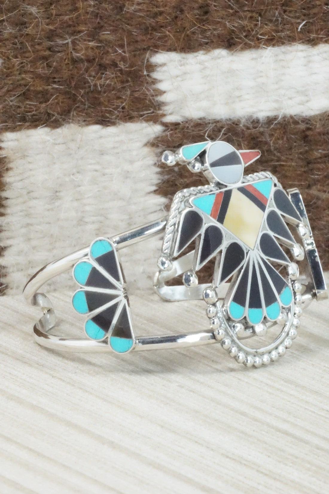Multi Stone & Sterling Silver Inlay Bracelet - Adrian Wallace