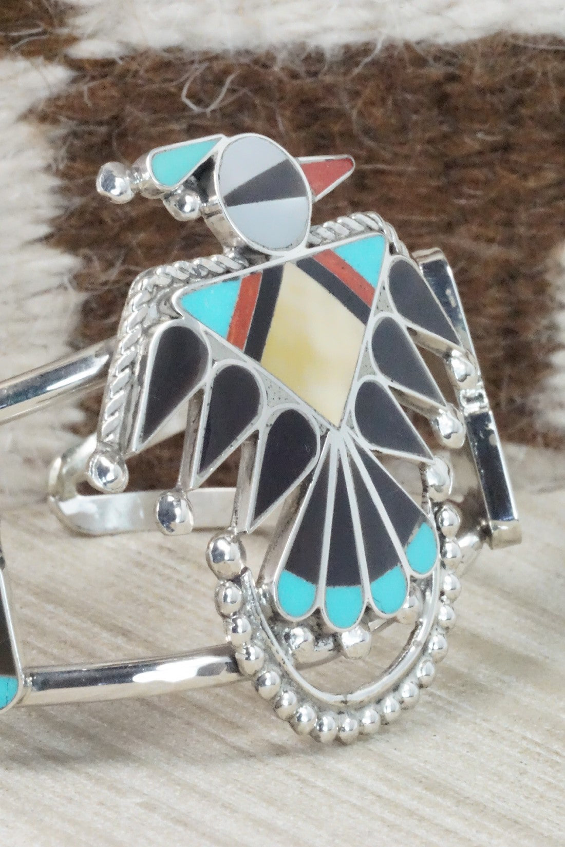 Multi Stone & Sterling Silver Inlay Bracelet - Adrian Wallace
