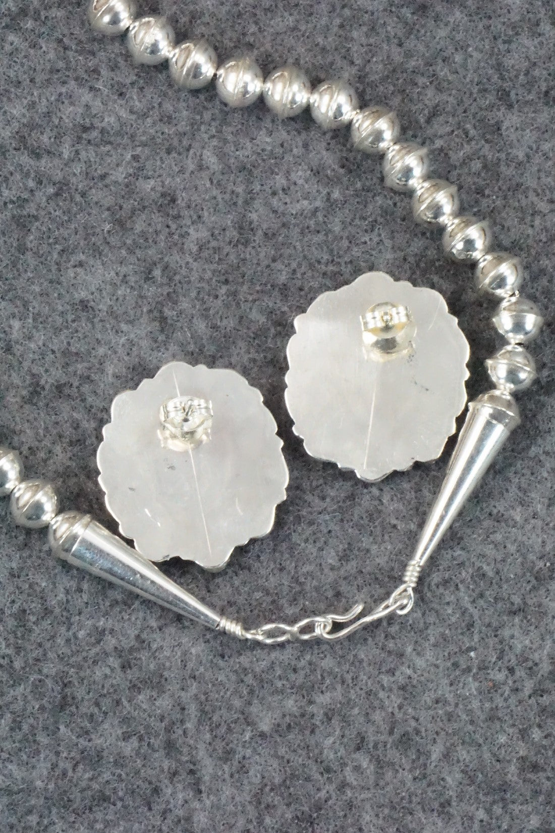 Turquoise & Sterling Silver Squash Blossom Necklace and Earrings - Zeita Begay