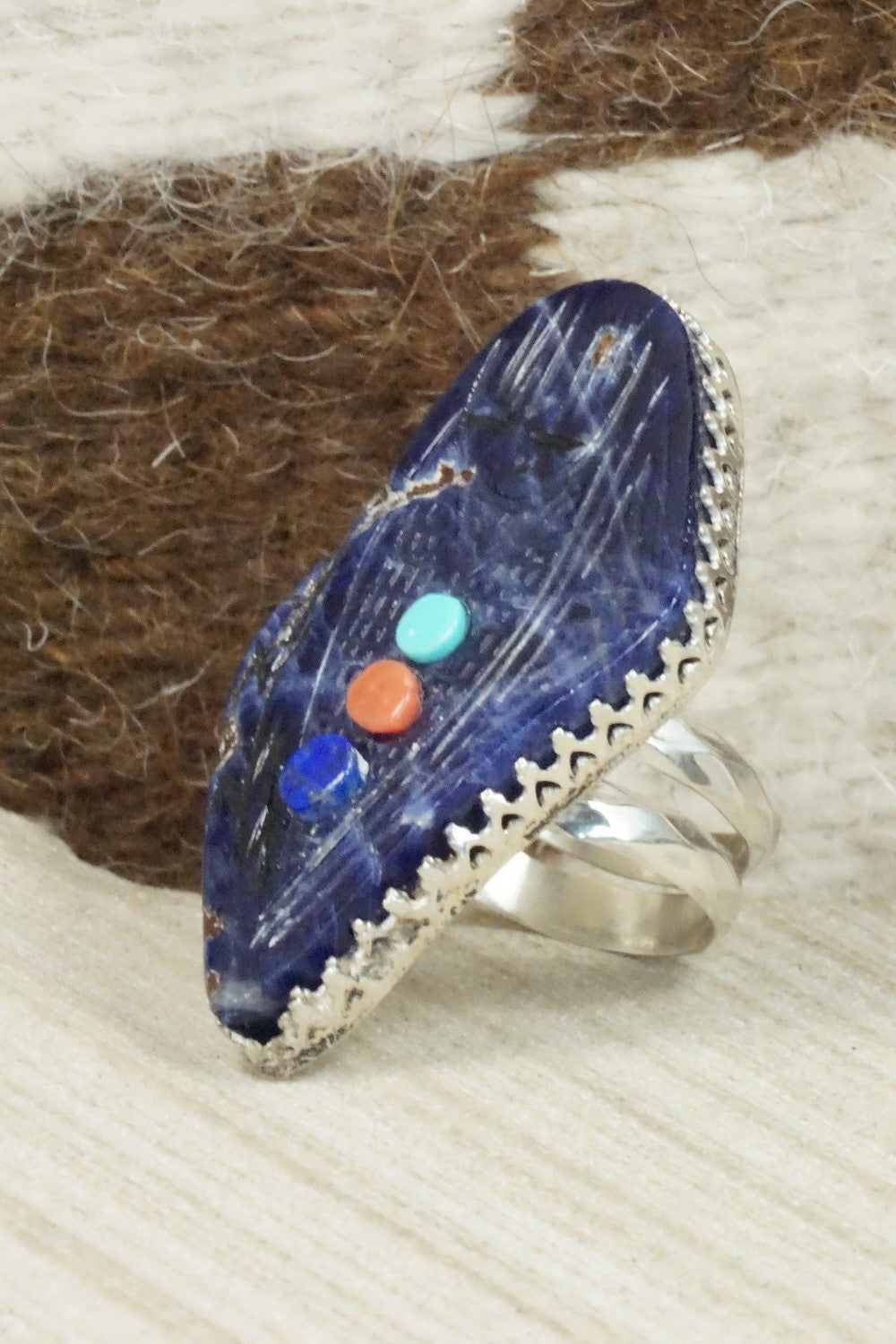 Sodalite & Sterling Silver Ring - Gloria Chattin - Size 8