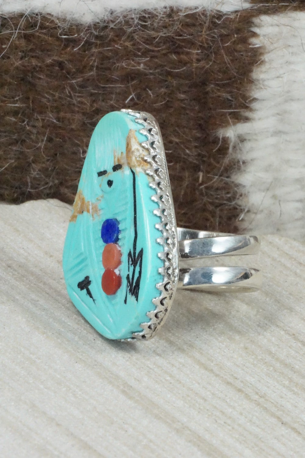 Turquoise & Sterling Silver Ring - Gloria Chattin - Size 7.5