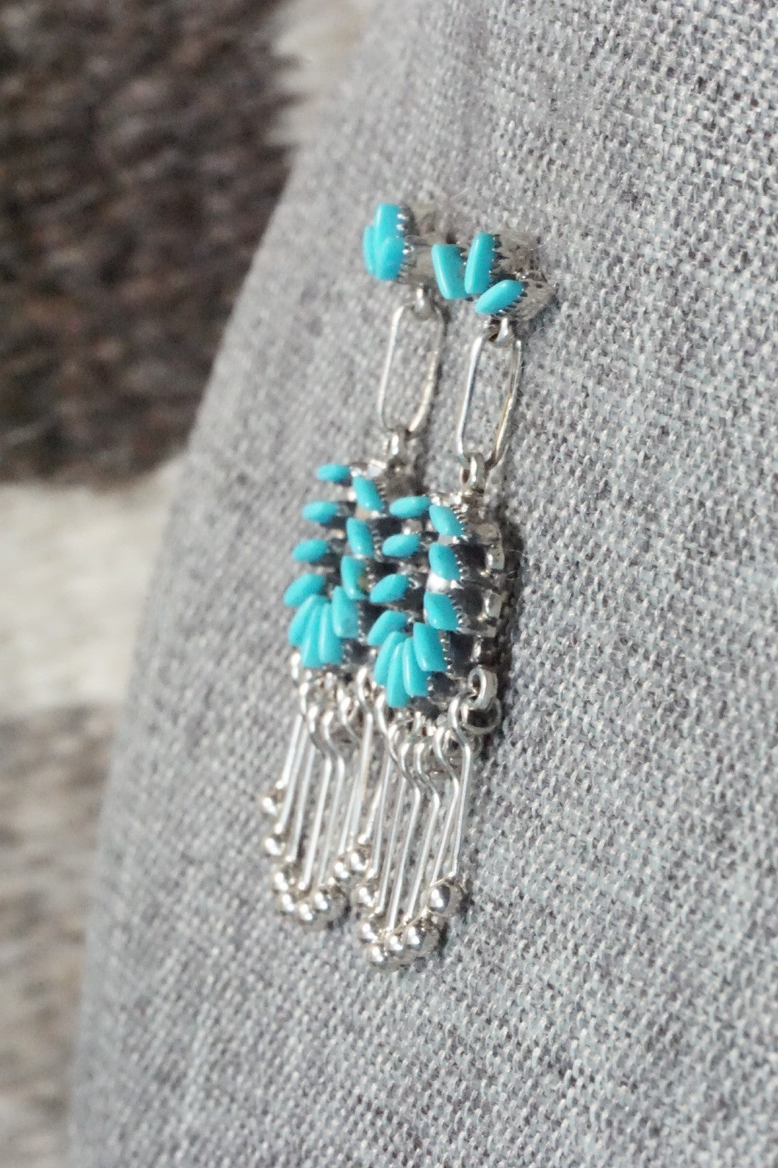 Turquoise & Sterling Silver Earrings - Mildred Ukestine