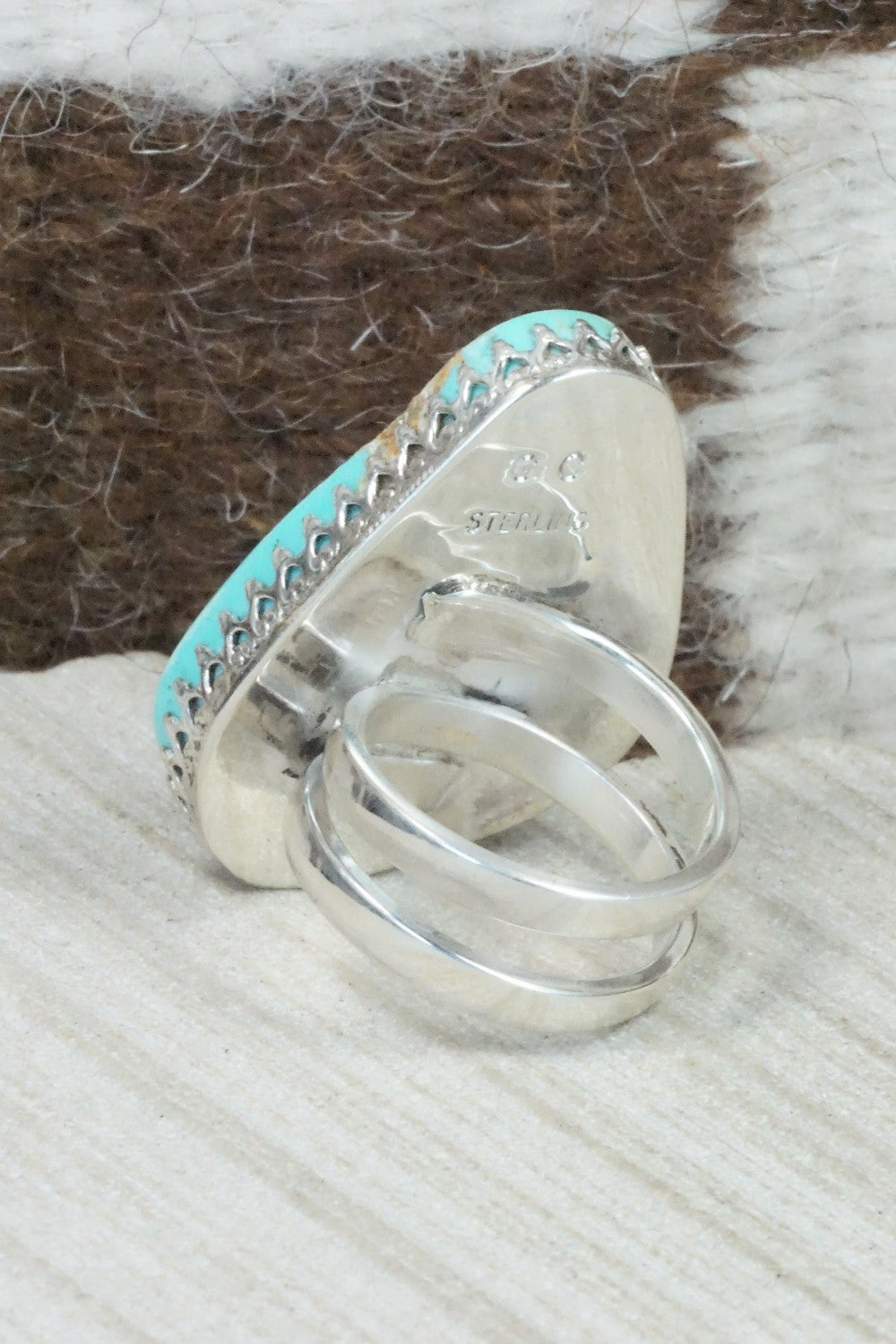 Turquoise & Sterling Silver Ring - Gloria Chattin - Size 7.5