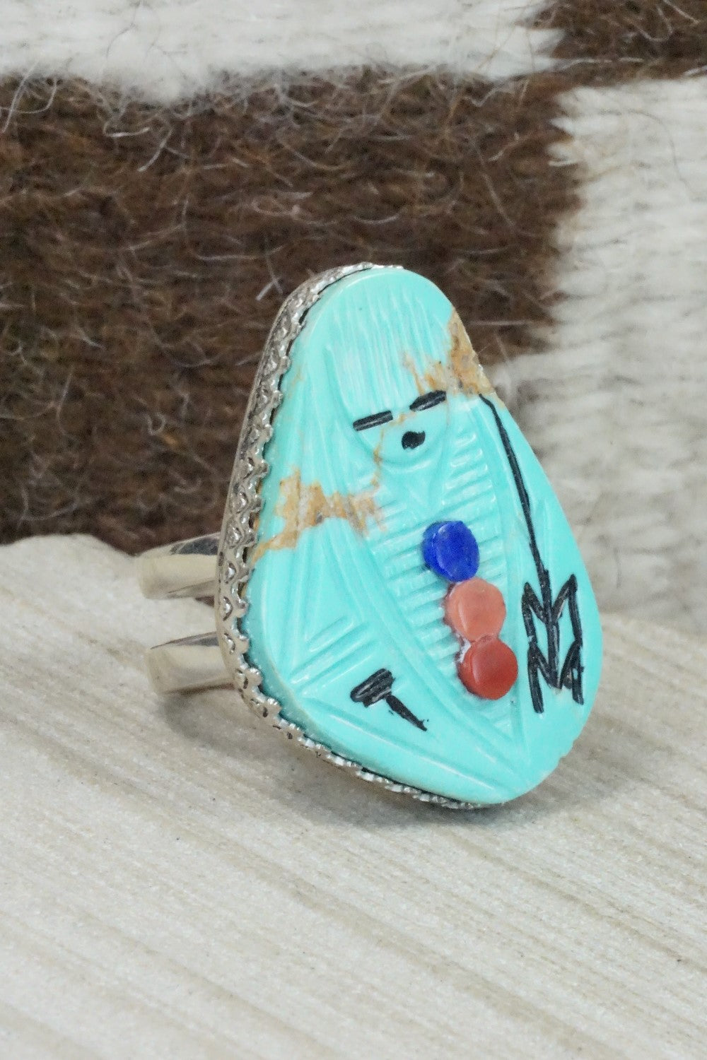 Turquoise & Sterling Silver Ring - Gloria Chattin - Size 7.5