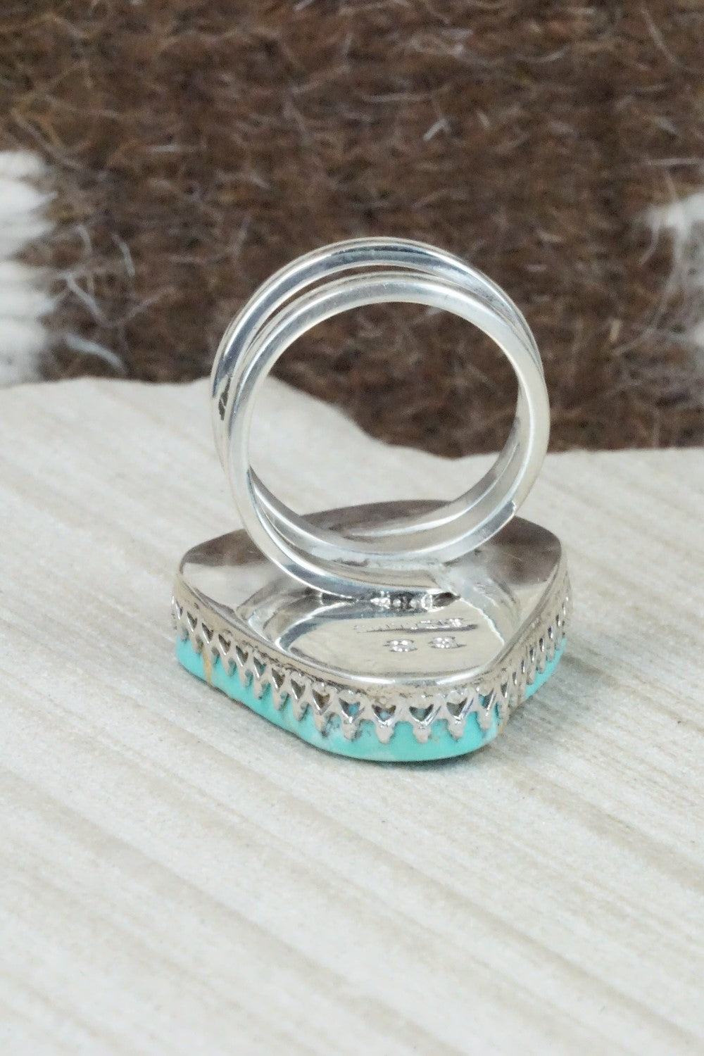 Turquoise & Sterling Silver Ring - Gloria Chattin - Size 7.5