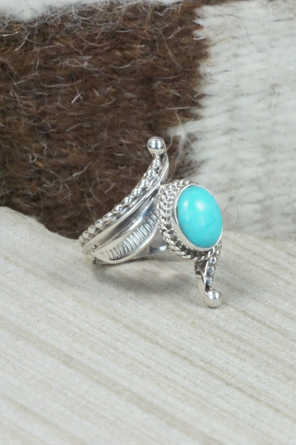 Turquoise & Sterling Silver Ring - Thomas Yazzie - Size 7