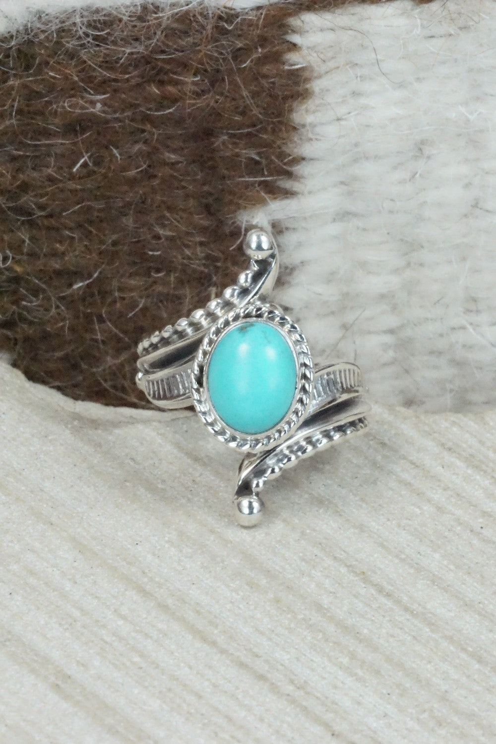 Turquoise & Sterling Silver Ring - Thomas Yazzie - Size 7.75