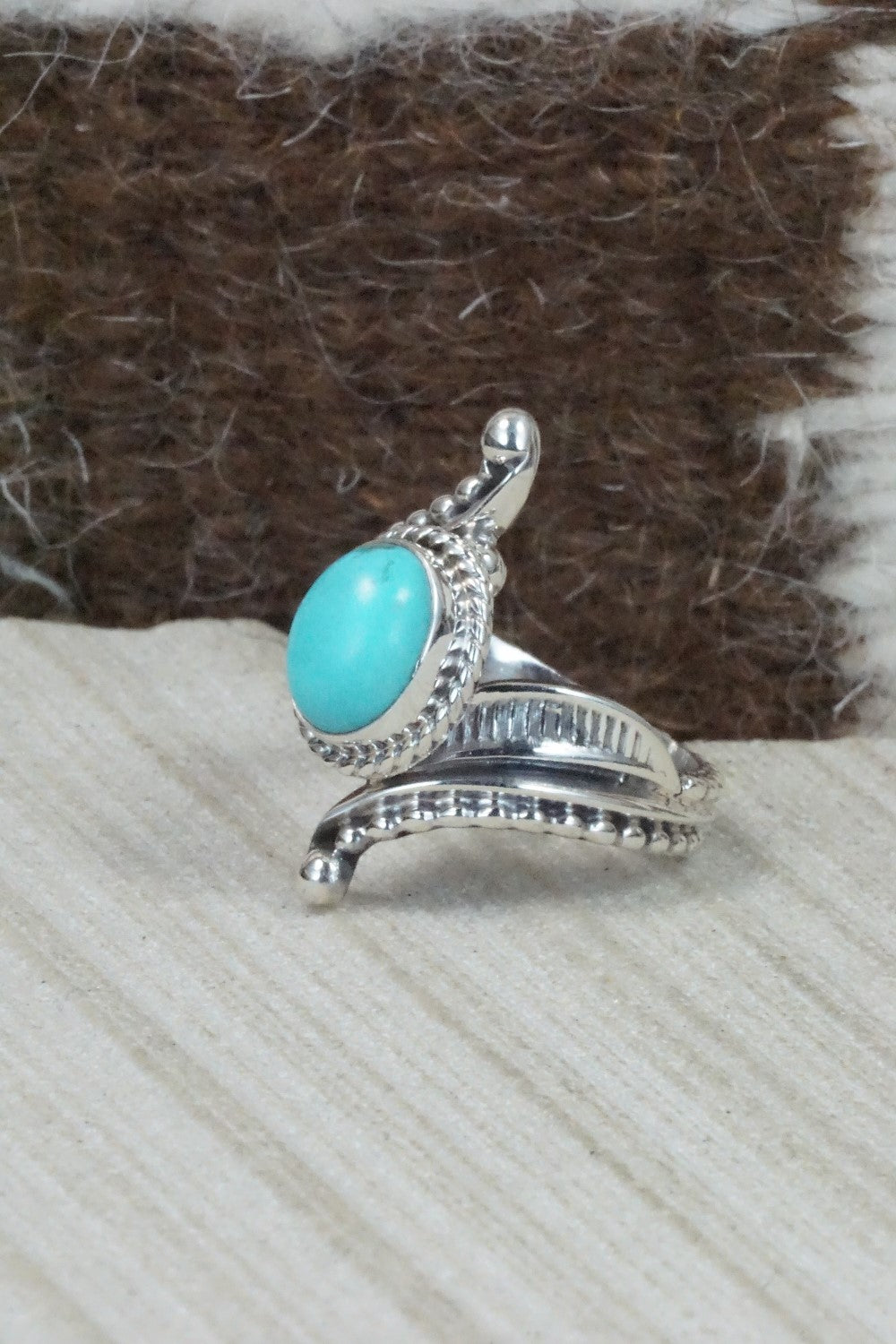 Turquoise & Sterling Silver Ring - Thomas Yazzie - Size 7.75