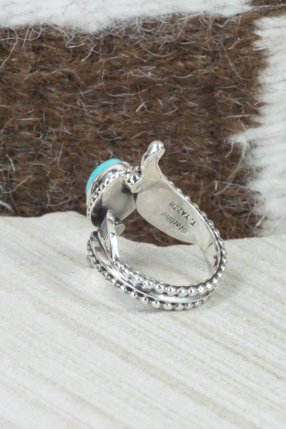 Turquoise & Sterling Silver Ring - Thomas Yazzie - Size 7.75