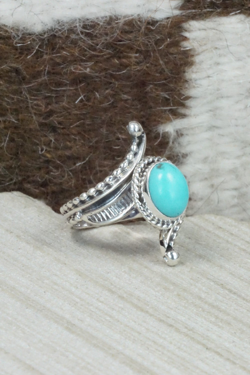 Turquoise & Sterling Silver Ring - Thomas Yazzie - Size 7.75