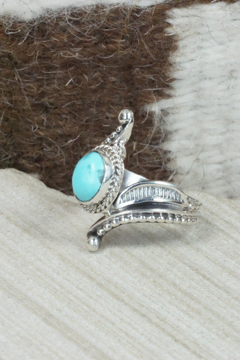 Turquoise & Sterling Silver Ring - Thomas Yazzie - Size 8.75