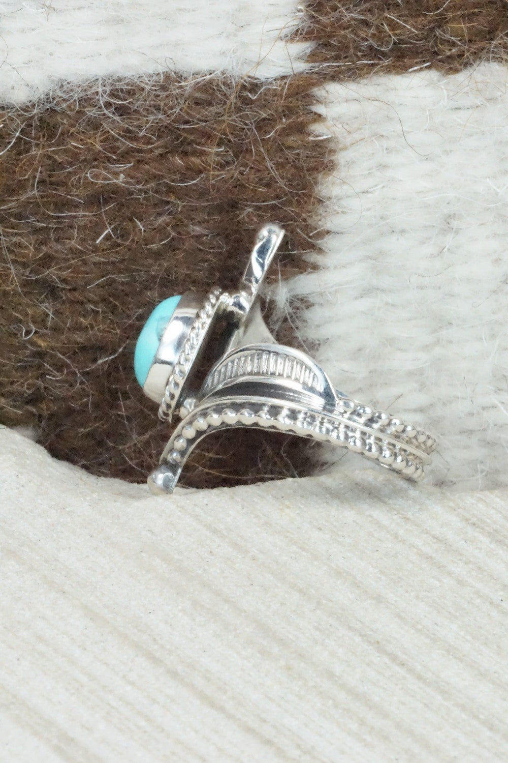Turquoise & Sterling Silver Ring - Thomas Yazzie - Size 8.75