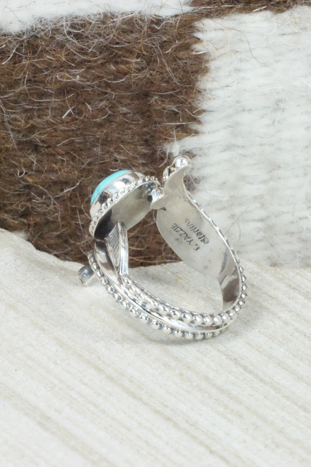 Turquoise & Sterling Silver Ring - Thomas Yazzie - Size 8.75