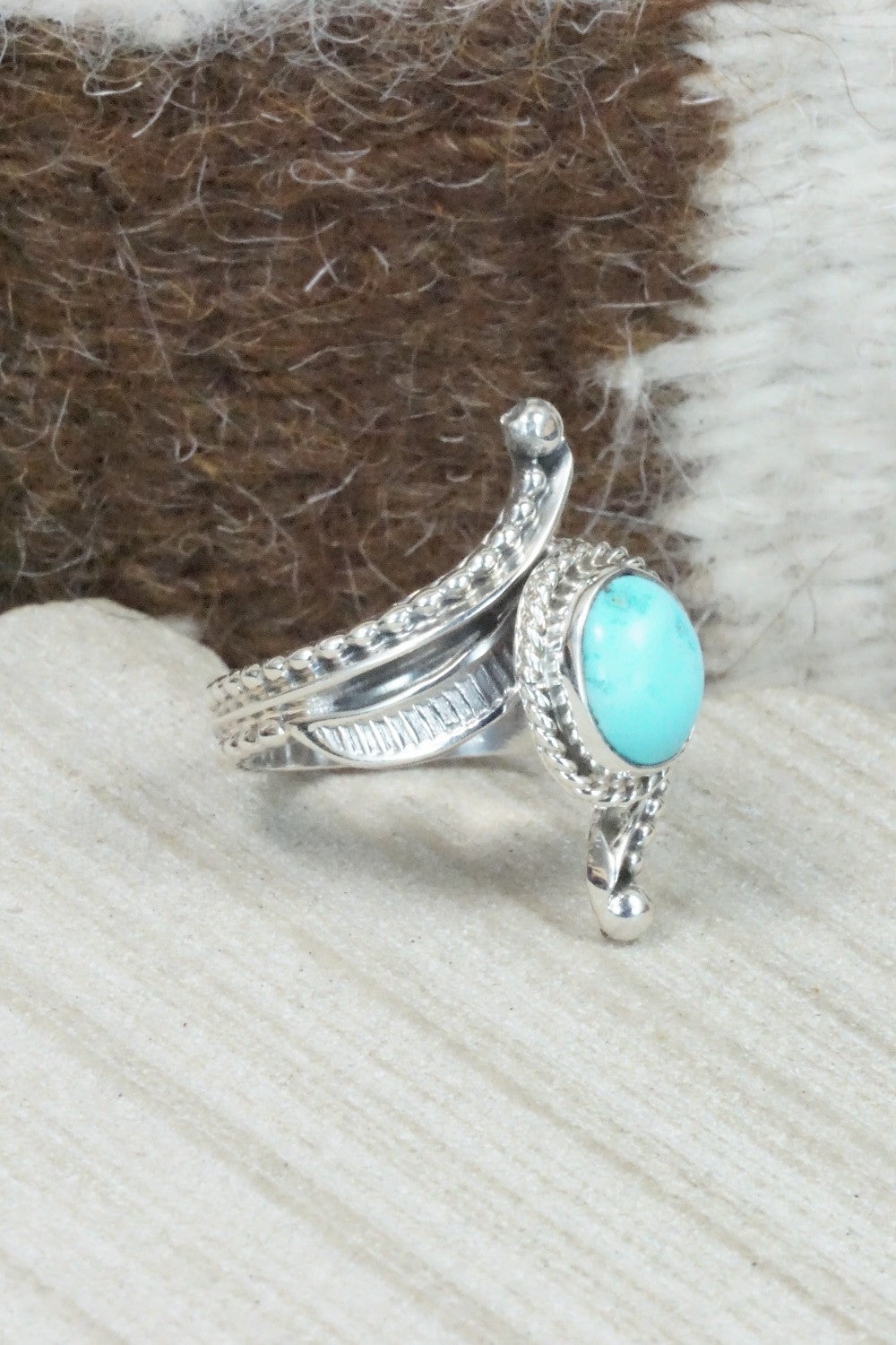 Turquoise & Sterling Silver Ring - Thomas Yazzie - Size 8.75