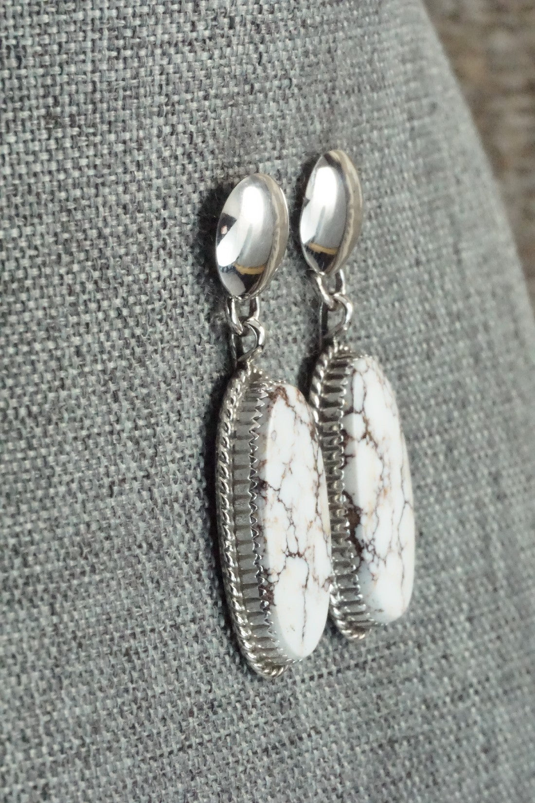 Wild Horse & Sterling Silver Earrings - Alvin Joe