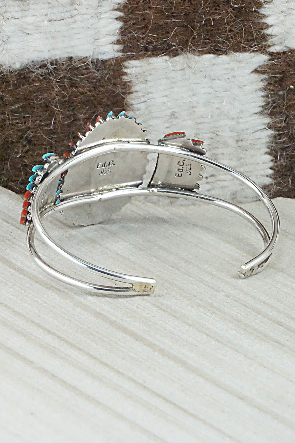 Coral, Turquoise & Sterling Silver Bracelet - Edmund Cooeyate