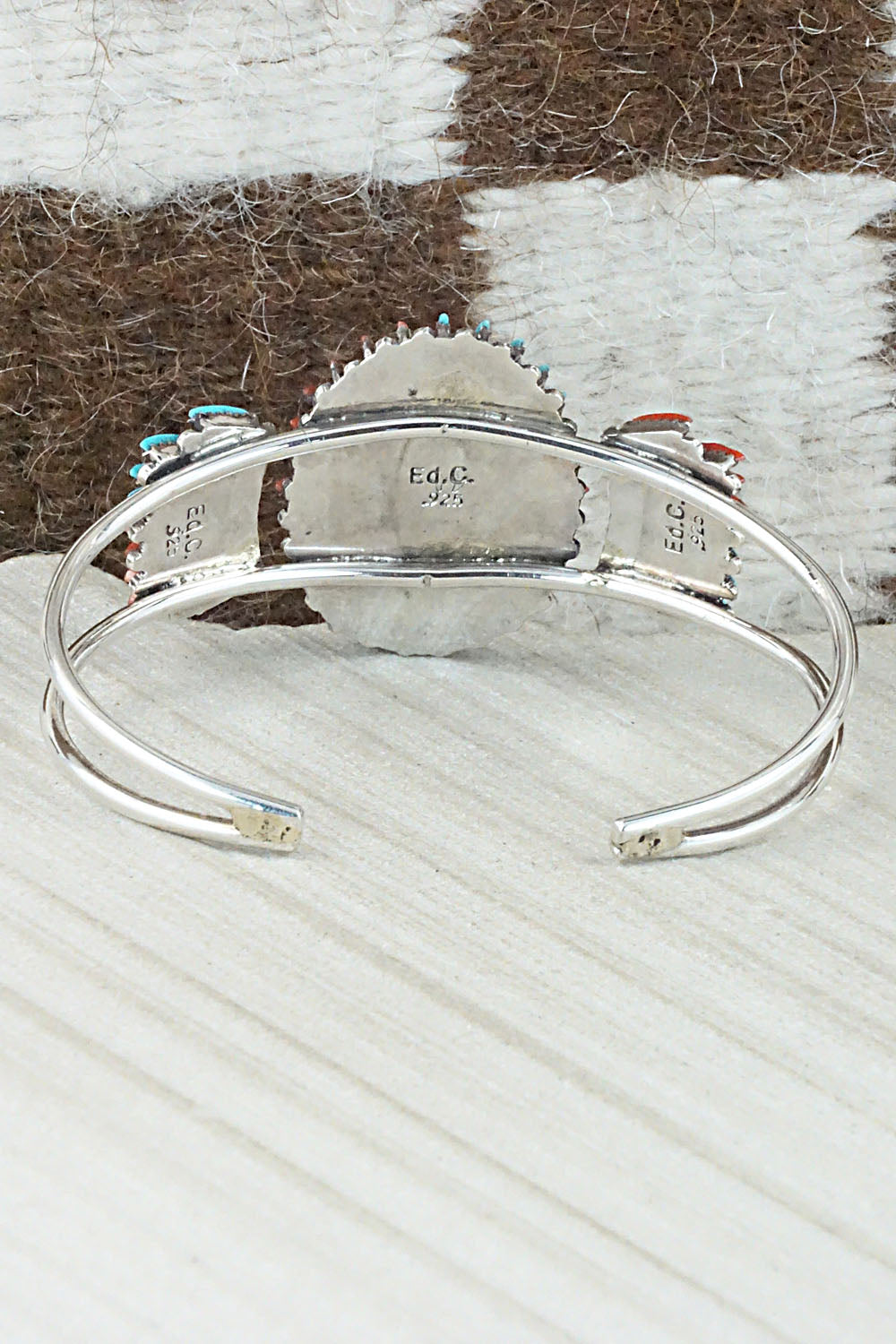 Coral, Turquoise & Sterling Silver Bracelet - Edmund Cooeyate