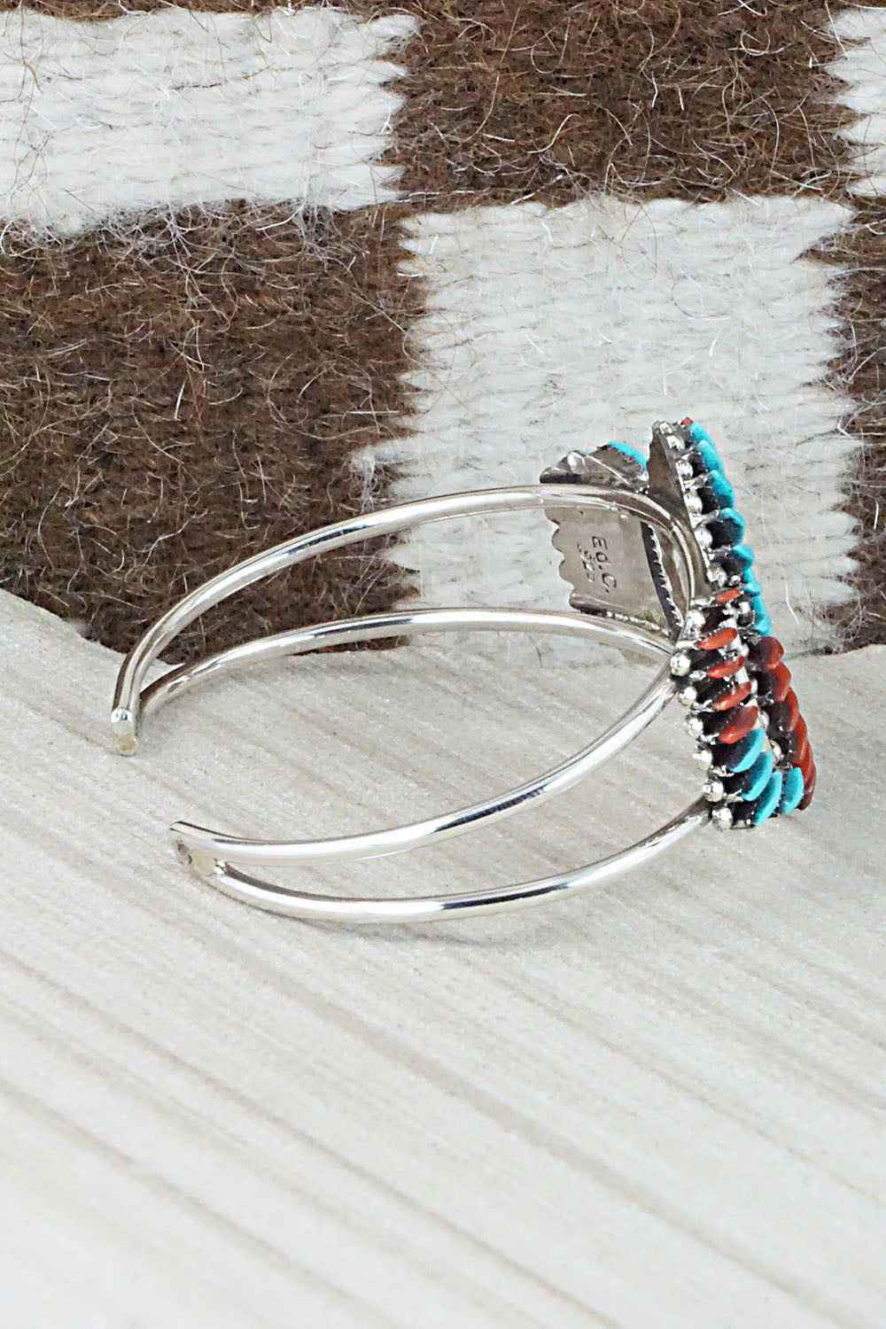 Coral, Turquoise & Sterling Silver Bracelet - Edmund Cooeyate