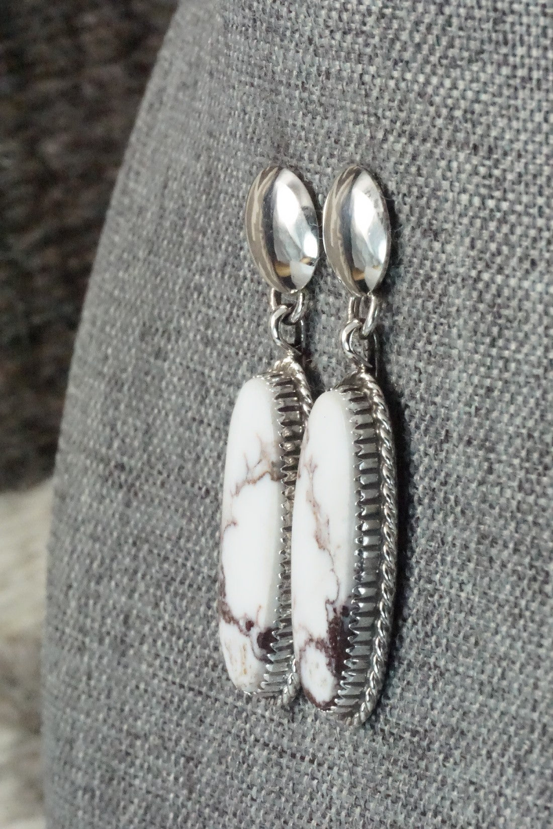 Wild Horse & Sterling Silver Earrings - Alvin Joe