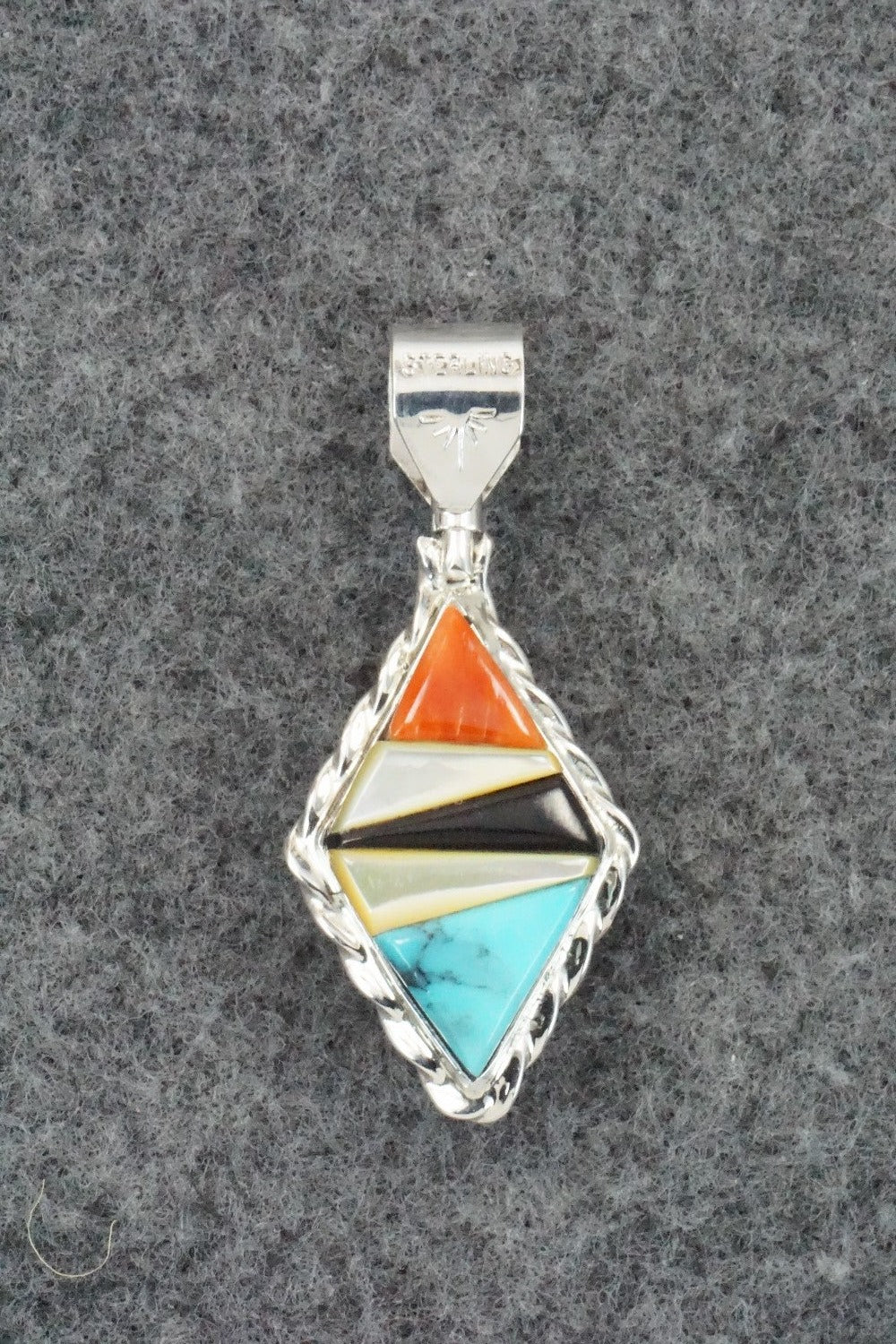 Multi Stone & Sterling Silver Reversible Pendant - Bevis Tsadiasi