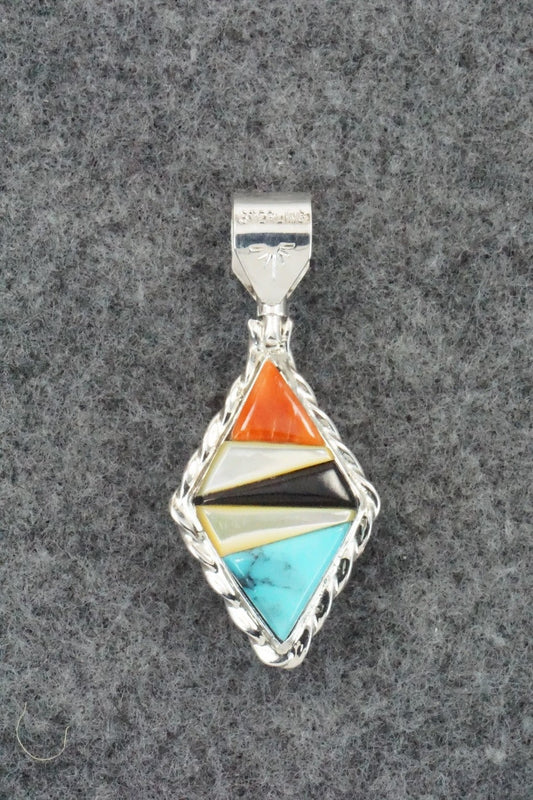 Multi Stone & Sterling Silver Reversible Pendant - Bevis Tsadiasi