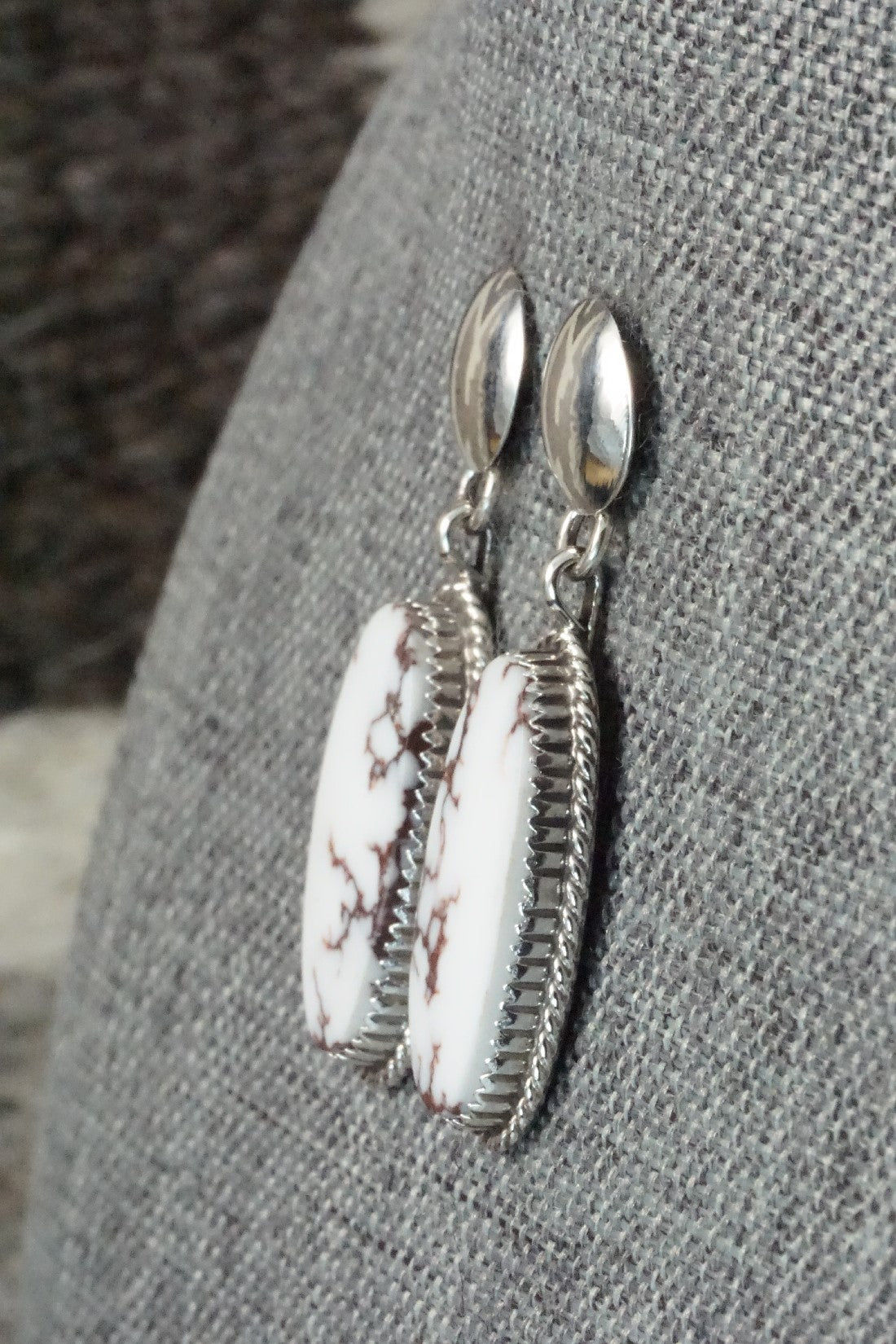 Wild Horse & Sterling Silver Earrings - Alvin Joe